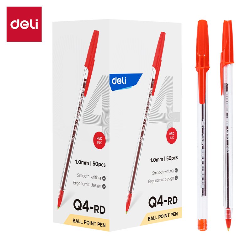 ديلي قلم حبر جاف - بدن شفاف - 1 مم - أحمر - EQ4-RD