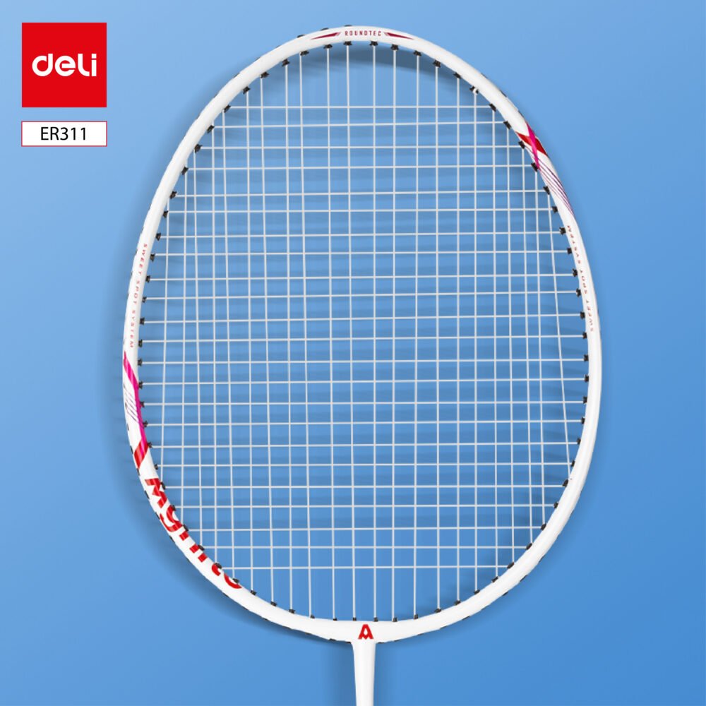 R311 (3) ديلي مضرب تنس الريشة - مجموعة 2 مضرب مع ملحقات - معدن - المقاس: 670 ± 2 مم - أزرق أبيض + زهر أبيض - ER311