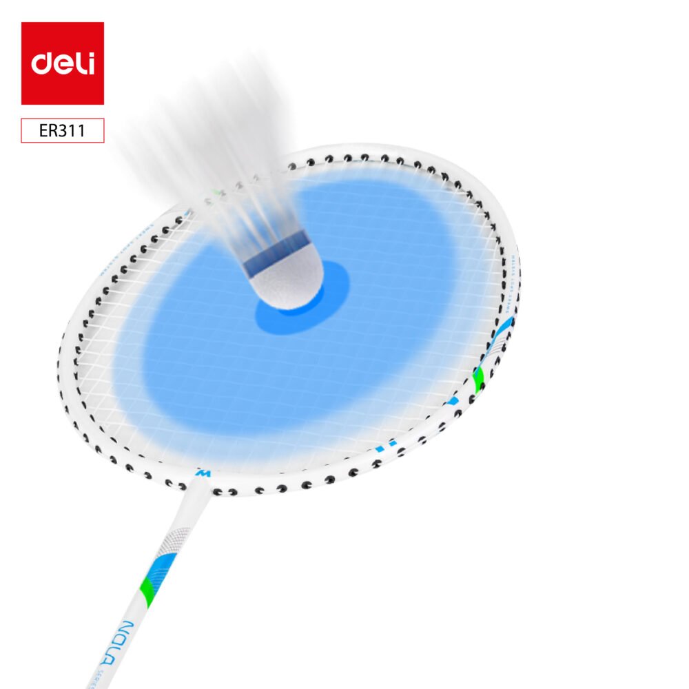 R311 (4) ديلي مضرب تنس الريشة - مجموعة 2 مضرب مع ملحقات - معدن - المقاس: 670 ± 2 مم - أزرق أبيض + زهر أبيض - ER311