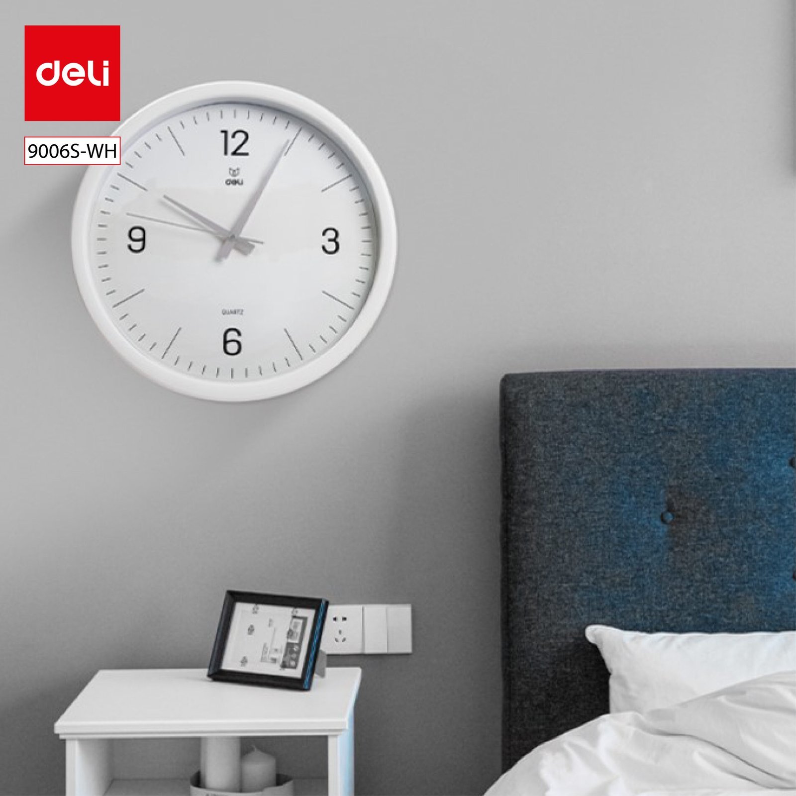 ديلي ساعة جدارية - 37 سم - أبيض - 9006S-WH