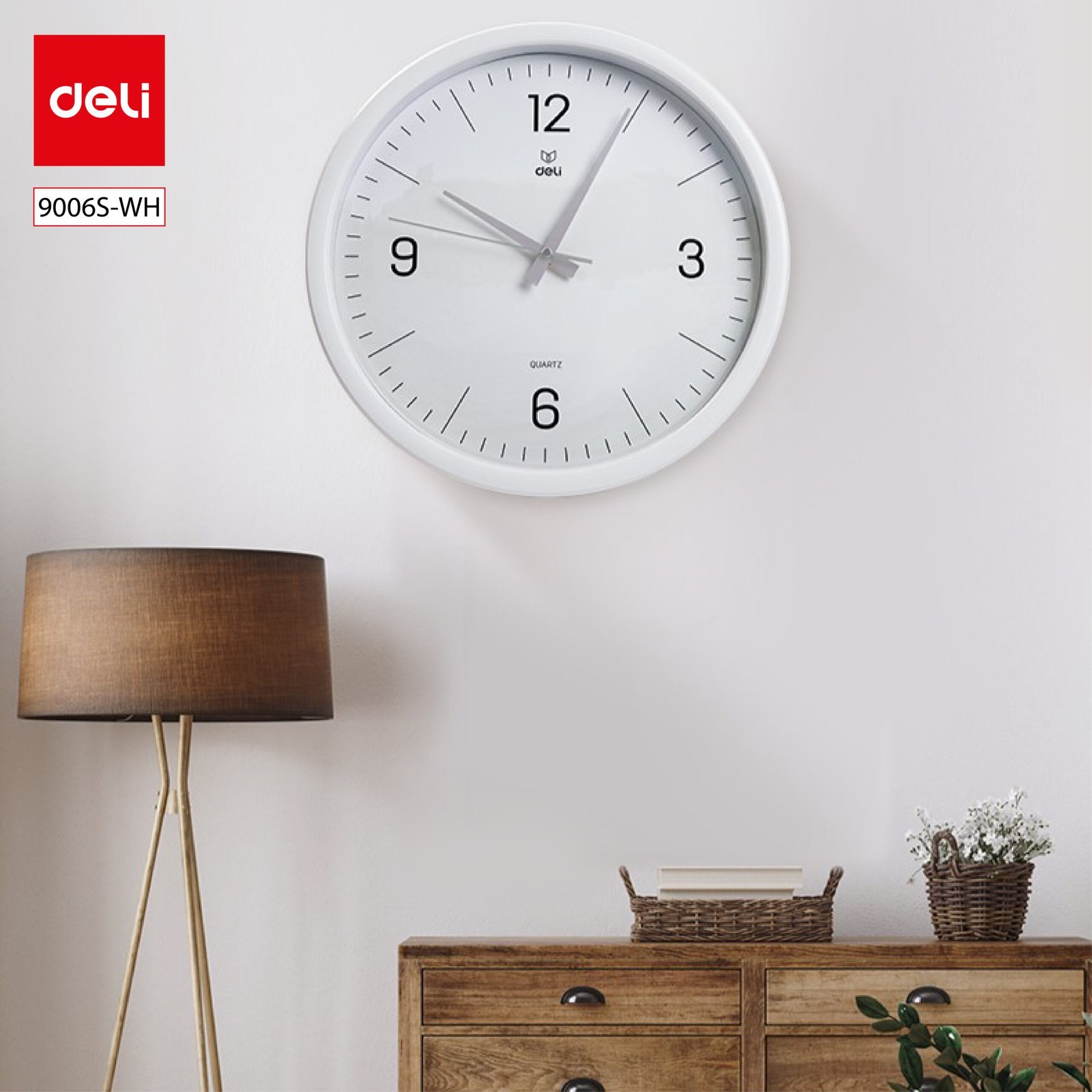 ديلي ساعة جدارية - 37 سم - أبيض - 9006S-WH