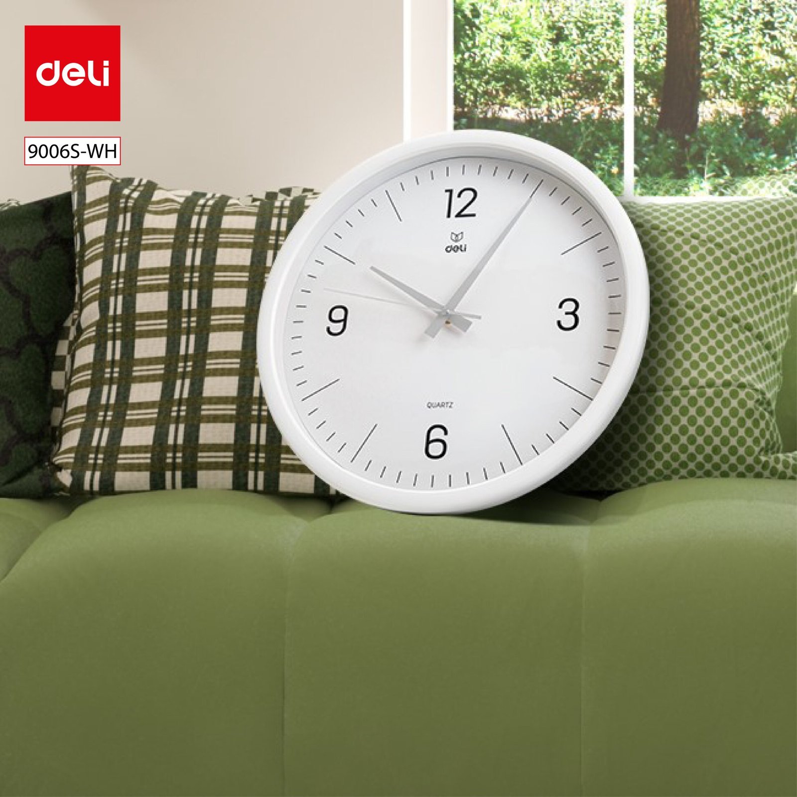 ديلي ساعة جدارية - 37 سم - أبيض - 9006S-WH