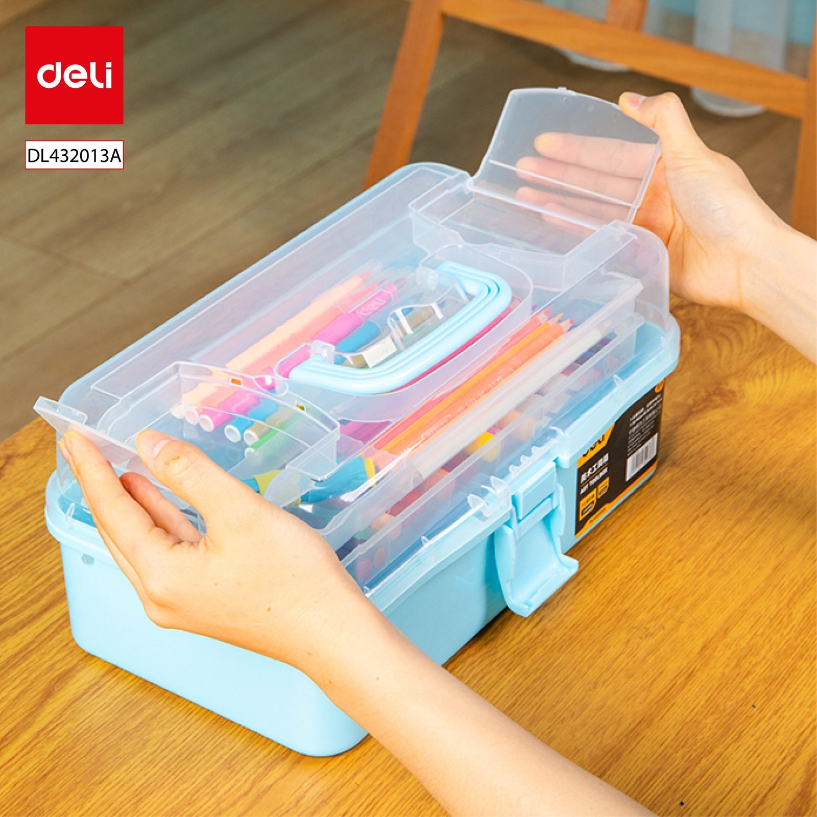 ديلي صندوق أدوات فنية - بلاستيك - 13 بوصة - وردي/ أزرق - DL432013A