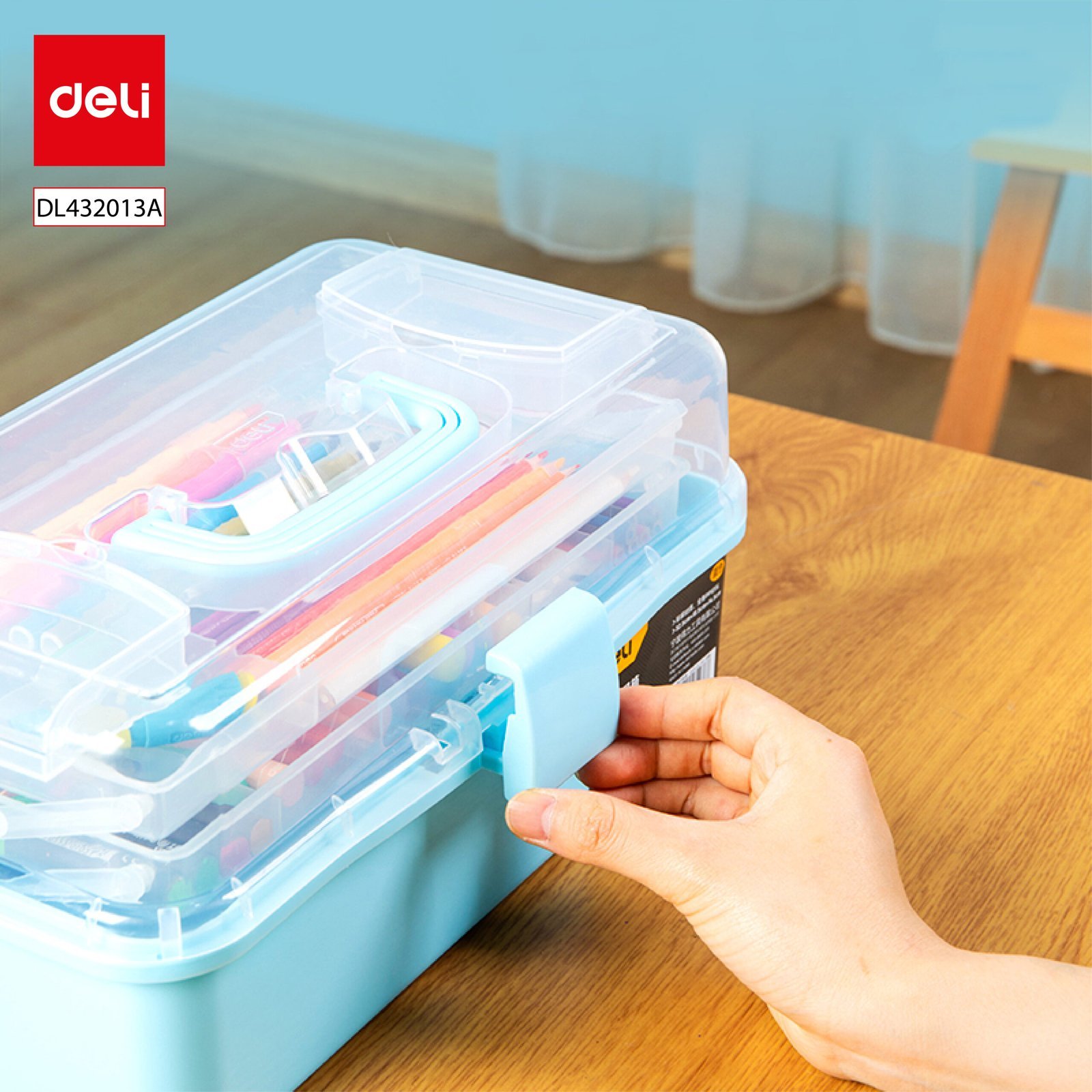 ديلي صندوق أدوات فنية - بلاستيك - 13 بوصة - وردي/ أزرق - DL432013A