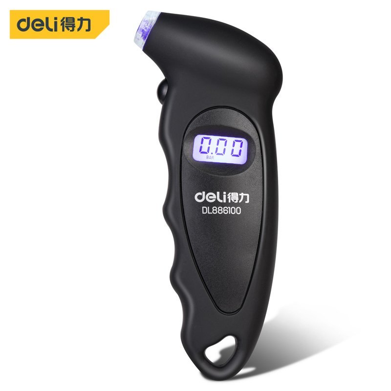 ديلي مقياس ضغط الإطارات الرقمي + تفريغ الهواء - عالي الدقة - مع إضاءة خلفية - أسود - DL886100