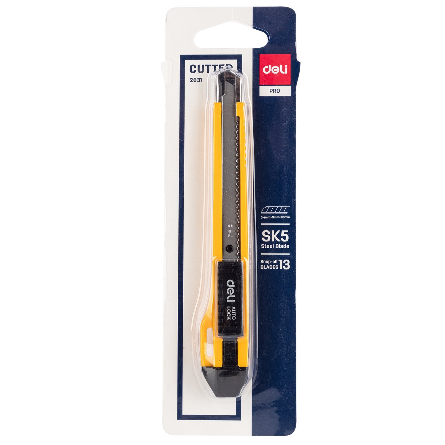 ديلي مشرط بلاستيك سكة معدن رفيع - قفل تلقائي - 140×21×15.8 مم - أصفر - E2031