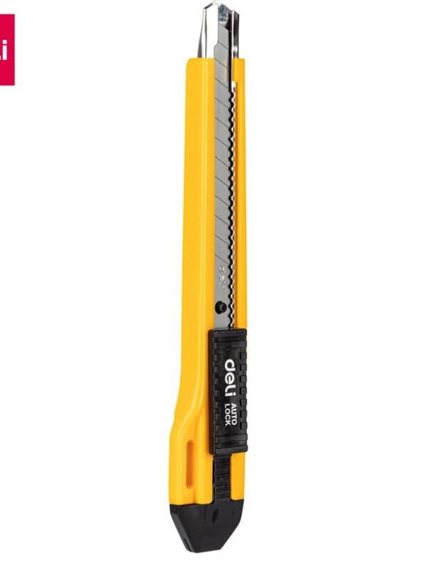 ديلي مشرط بلاستيك سكة معدن رفيع - قفل تلقائي - 140×21×15.8 مم - أصفر - E2031