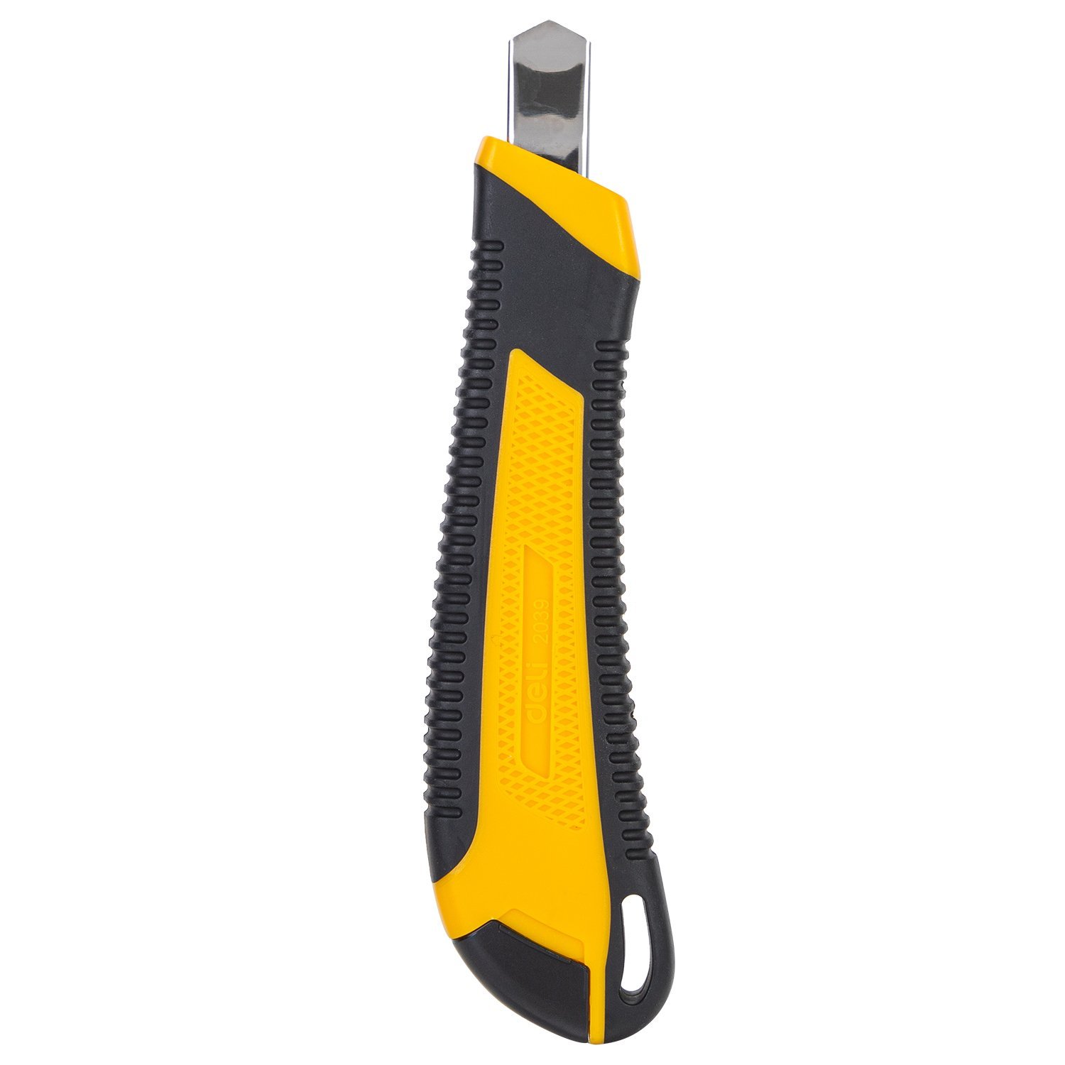 ديلي مشرط بلاستيك سكة معدن عريض قبضة مطاط - قفل تلقائي - 80×9×0.4 مم - أصفر - E2039