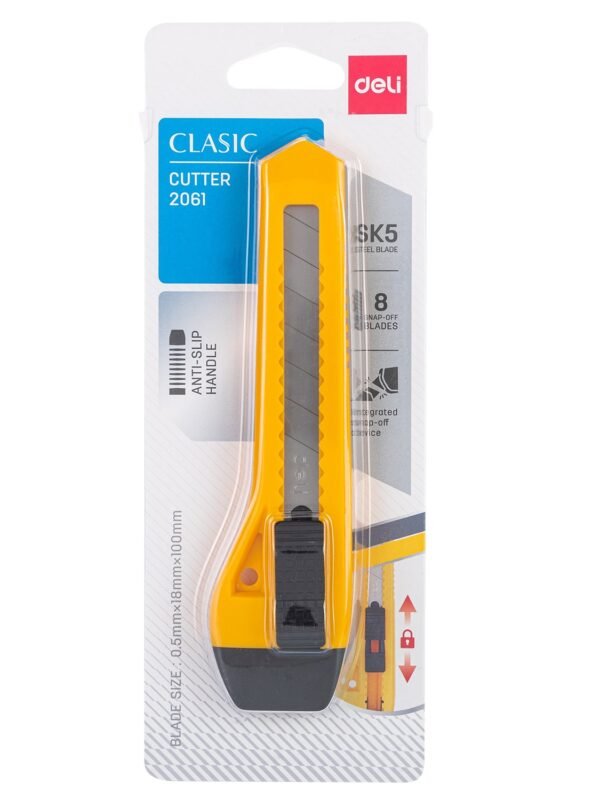 ديلي مشرط بلاستيك عريض بقفل - 155×33×21 مم - نصلة 8 رأس - أصفر - E2061