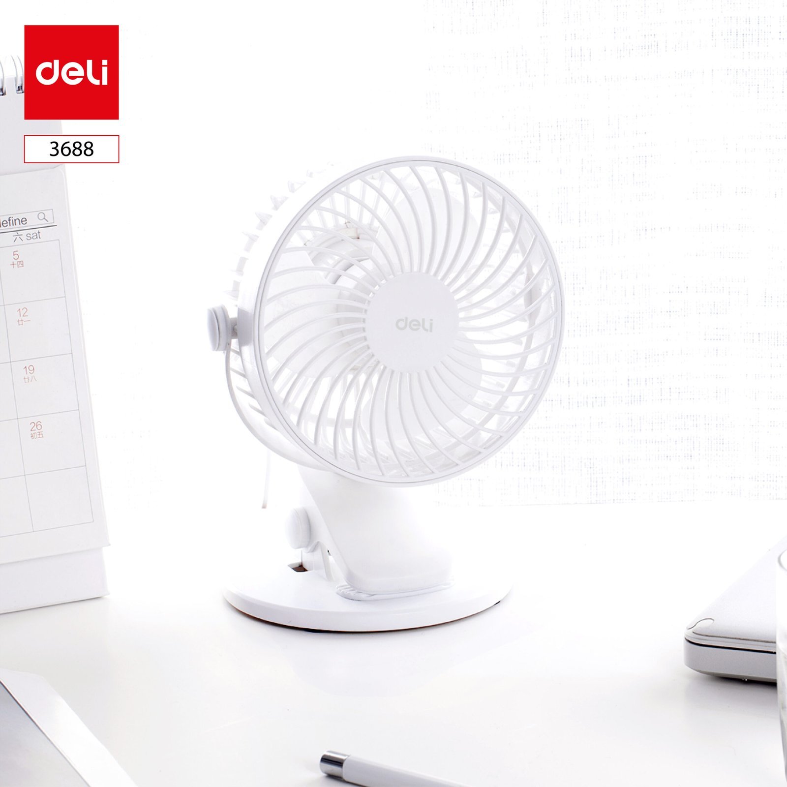 E3688 (1) ديلي مروحة - 3 وات، 5 بوصة - أبيض ، أسود - E3688