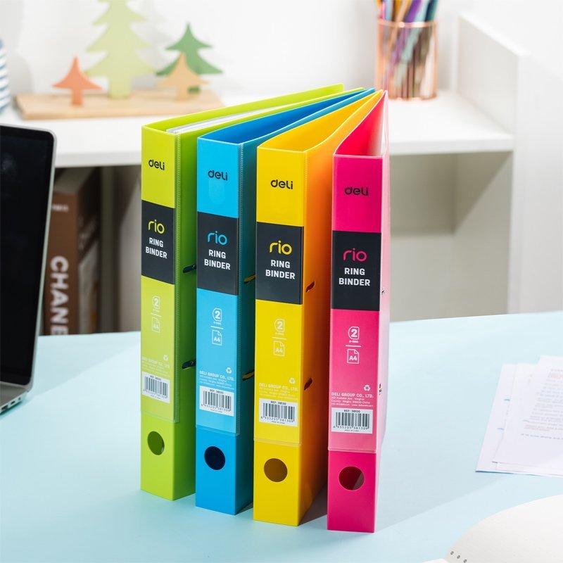 E38130 (6) ديلي مصنف حلقة - قياس A4 - أزرق/ فوشي/ أخضر/ أصفر - E38130