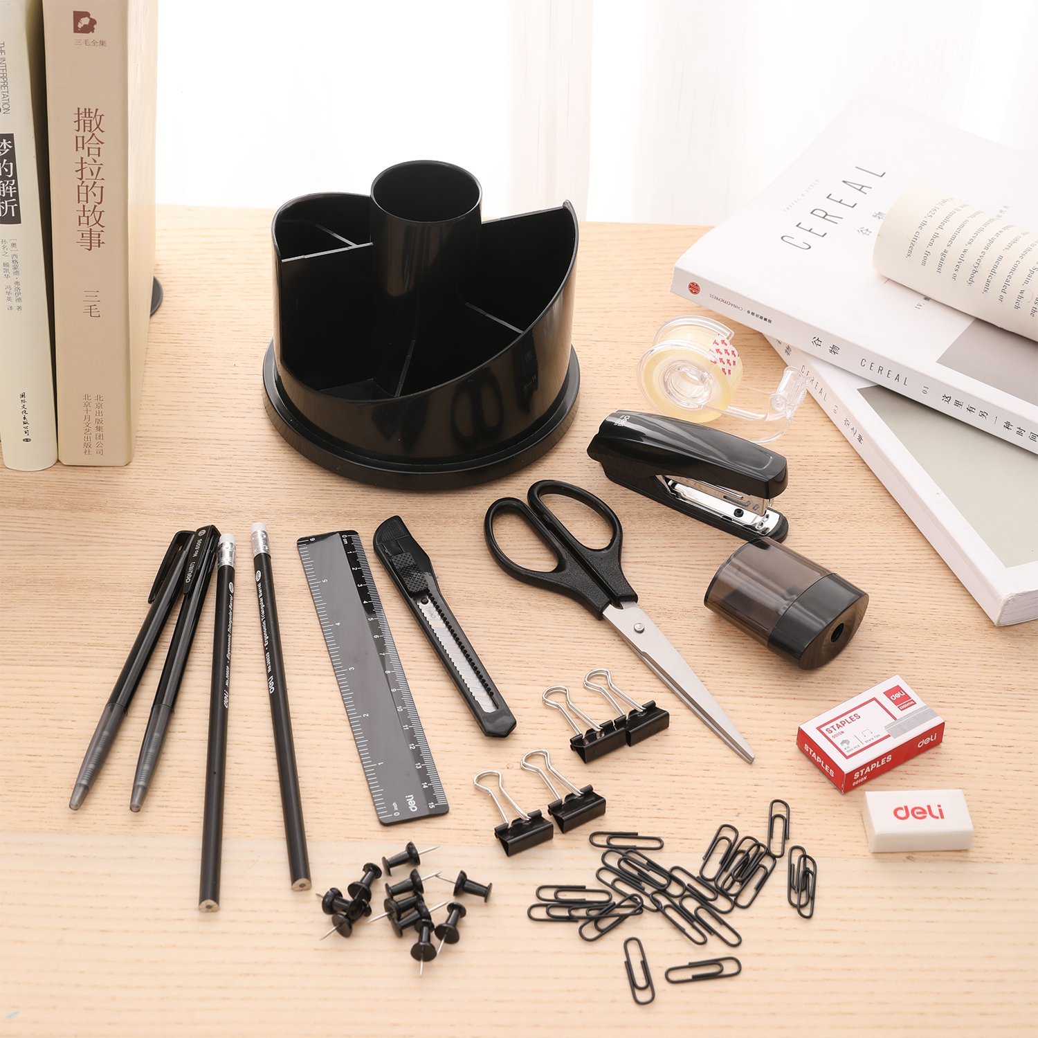 ديلي مجموعة قرطاسية عدة مكتب - φ153×145 مم - أسود - E38251A