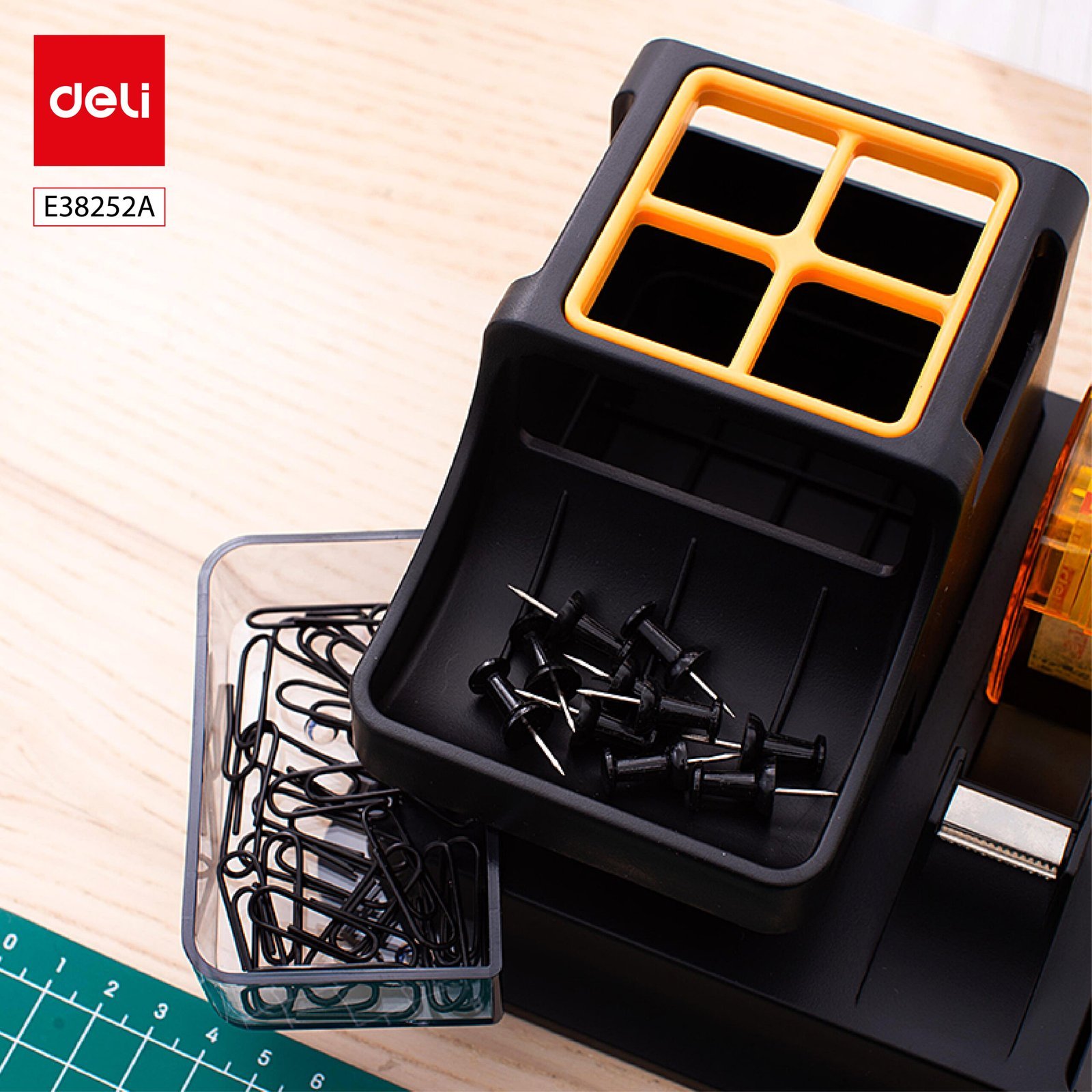 E38252A (3) ديلي مجموعة قرطاسية عدة مكتب -260×103×150 mm - أسود - E38252A