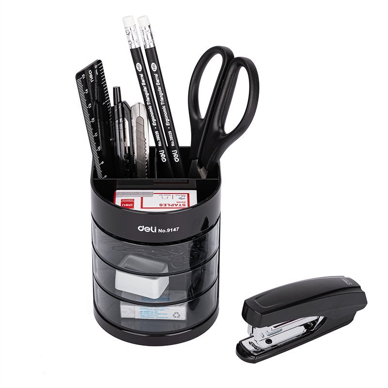 ديلي مجموعة قرطاسية عدة مكتب - 86×86×103 مم - أسود - E38253