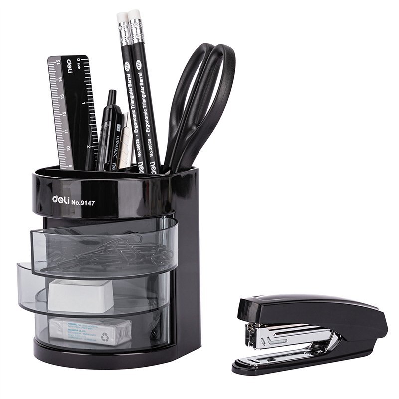 ديلي مجموعة قرطاسية عدة مكتب - 86×86×103 مم - أسود - E38253