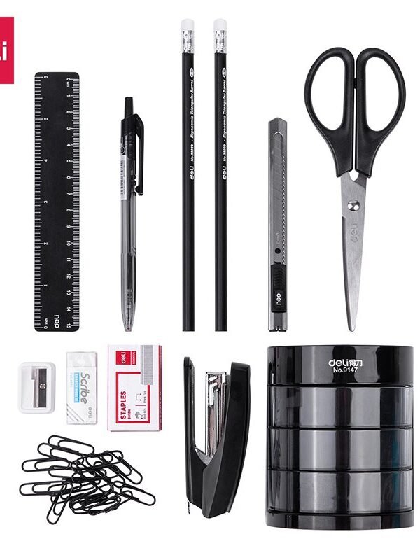 ديلي مجموعة قرطاسية عدة مكتب - 86×86×103 مم - أسود - E38253