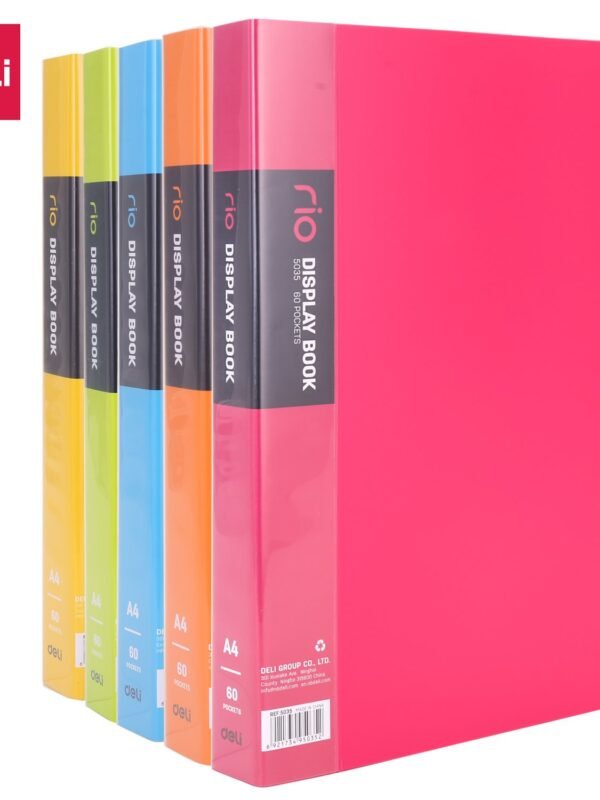 ديلي مصنف كتاب - 60 صفحة - قياس A4 - ألوان نيون (أزرق/ أحمر/ أخضر/ أصفر/ برتقالي) - E5035