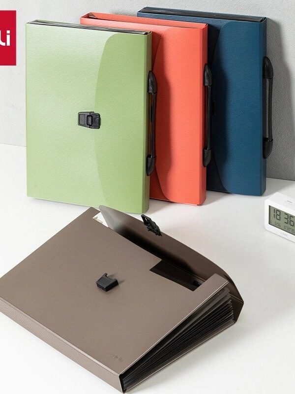 E5557 (3) ديلي مصنف حقيبة 13 قسم - قياس A4 - مع مسكة - إغلاق بقفل - (برتقالي/أخضر /بترولي/ زيتي) - E5557