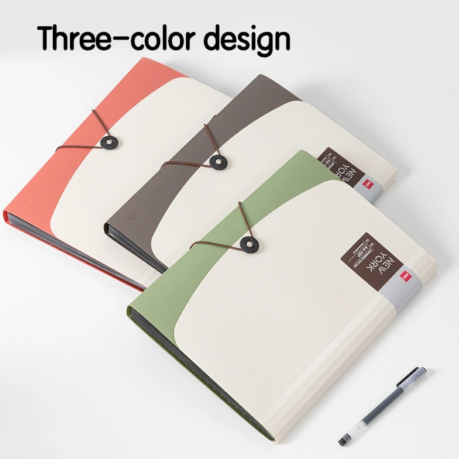 ديلي مصنف حقيبة 13 قسم - قياس A4 - إغلاق بمطاط - أبيض (رمادي /أحمر/ زيتي) - E5558