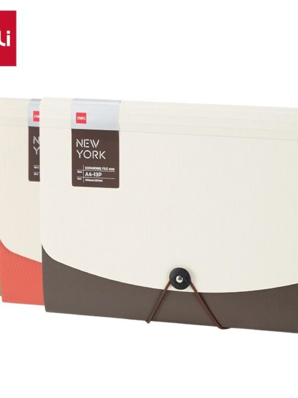 E5558 (5) ديلي مصنف حقيبة 13 قسم - قياس A4 - إغلاق بمطاط - أبيض (رمادي /أحمر/ زيتي) - E5558