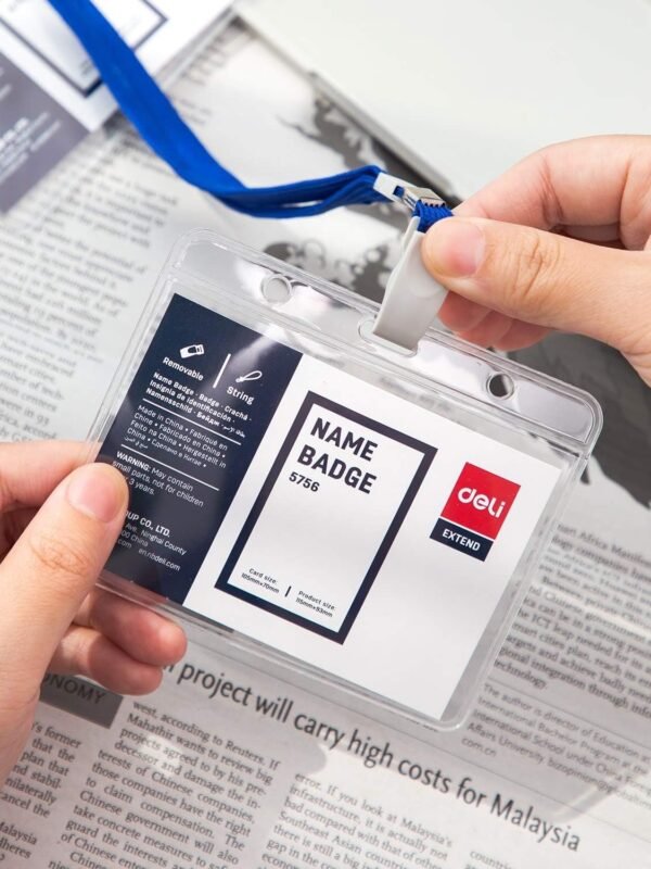 E5756 (2) ديلي بطاقة اسمية عرضية A2 - مع حبل تعليق أزرق - قياس البطاقة 68*95 مم - E5756