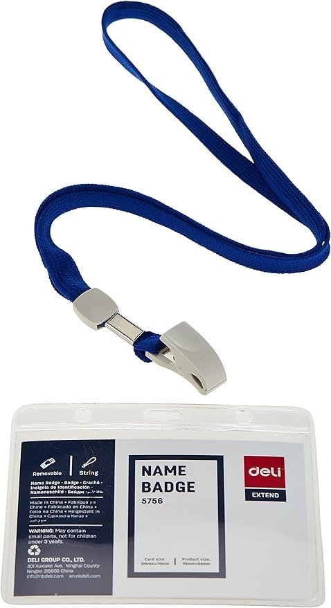 E5756 (3) ديلي بطاقة اسمية عرضية A2 - مع حبل تعليق أزرق - قياس البطاقة 68*95 مم - E5756