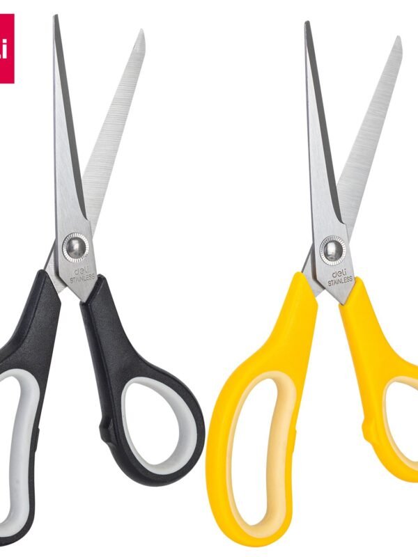 ديلي مقص معدن - مقبض بلاستيك ومطاط لونين - 19.5 سم - أسود، أصفر - E6002