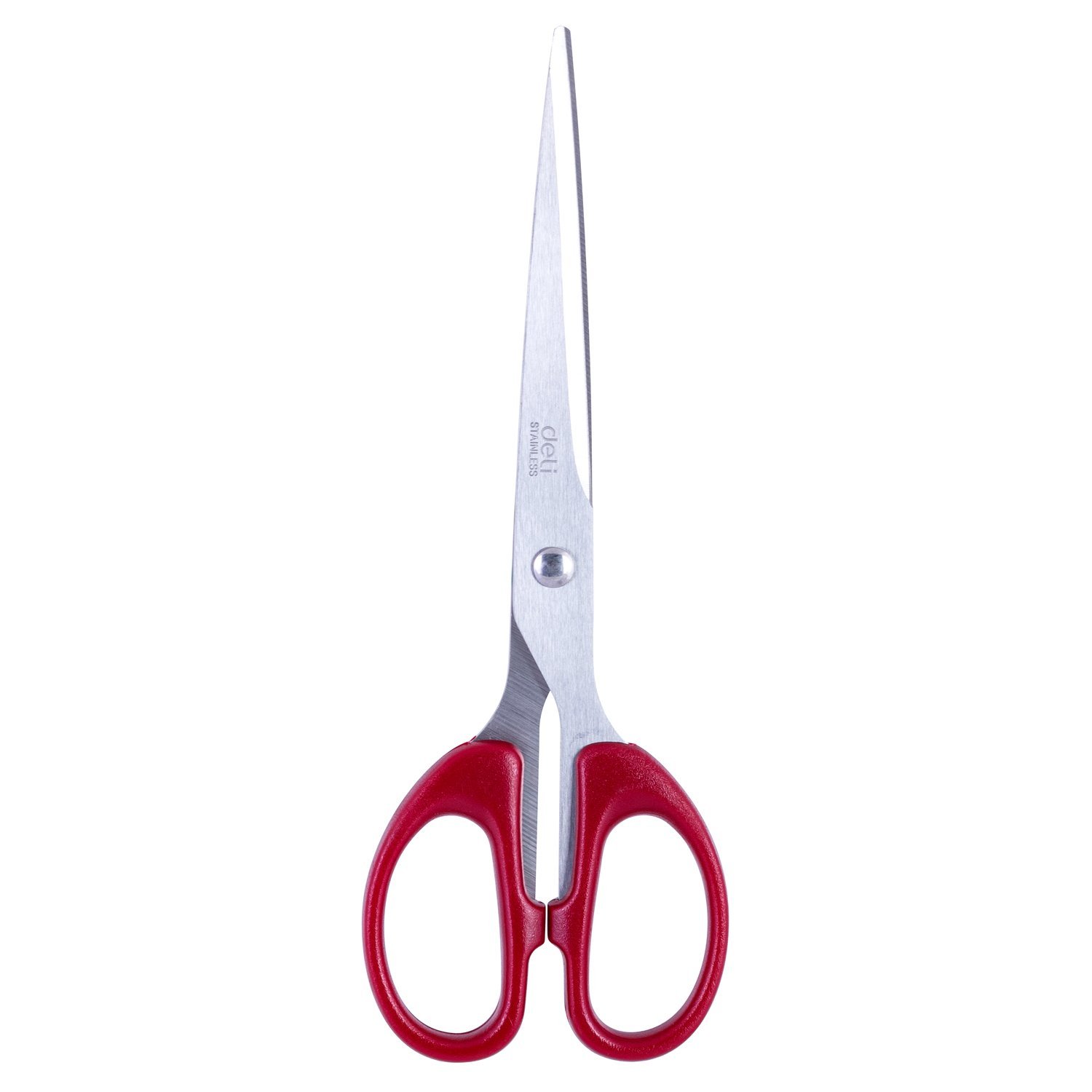 ديلي مقص معدن - مقبض بلاستيك مضغوط - طول 18 سم - أسود، أحمر - E6009