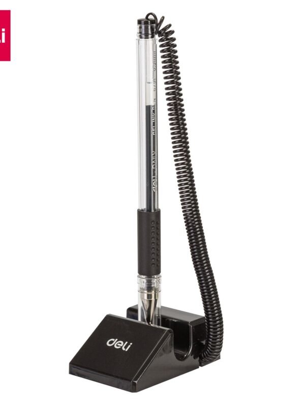 E6791-BK (4) ديلي قلم مكتب حبر جل 0.5 مم - قاعدة تثبيت مع نابض حركة 180° للقلم - أسود - E6791-BK