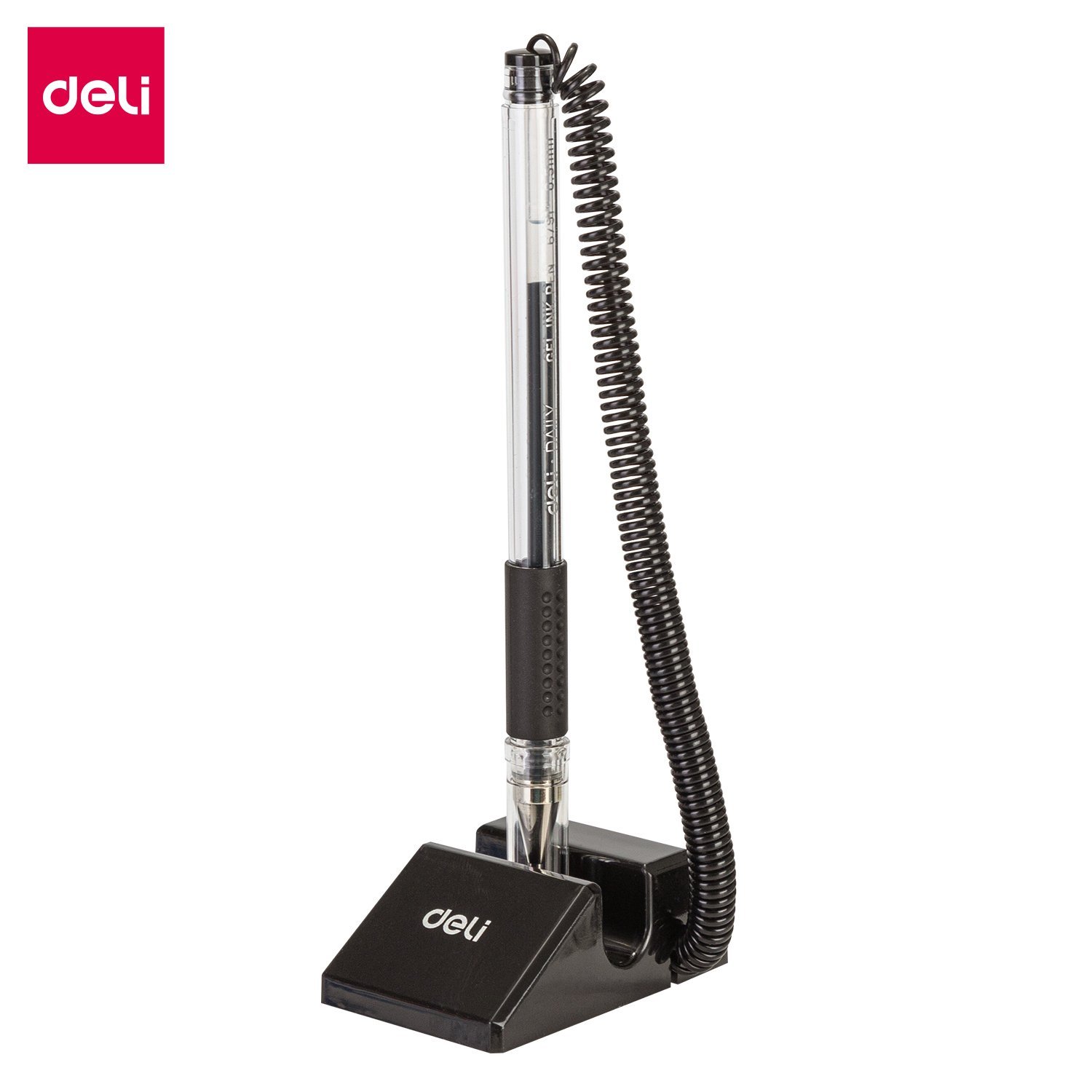 ديلي قلم مكتب حبر جل 0.5 مم - قاعدة تثبيت مع نابض حركة 180° للقلم - أسود - E6791-BK