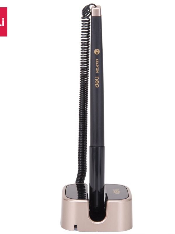 E6797-BL (4) ديلي قلم مكتب حبر جل 0.7 مم - قاعدة تثبيت مع نابض حركة 180° للقلم - أزرق - E6797