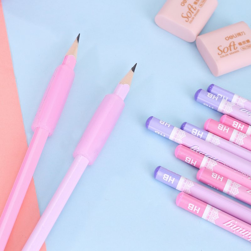 E68896 (2) ديلي مجموعة هدايا - قرطاسية مدرسية - (حاملة أقلام*2، قلم رصاص*12، ممحاة*2، مبراة *1) - أزرق / زهر - E68896