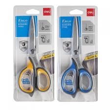 ديلي مقص معدن - مقبض بلاستيك ومطاط لونين - 17 سم - رمادي وأصفر - رمادي وأزرق - E77759