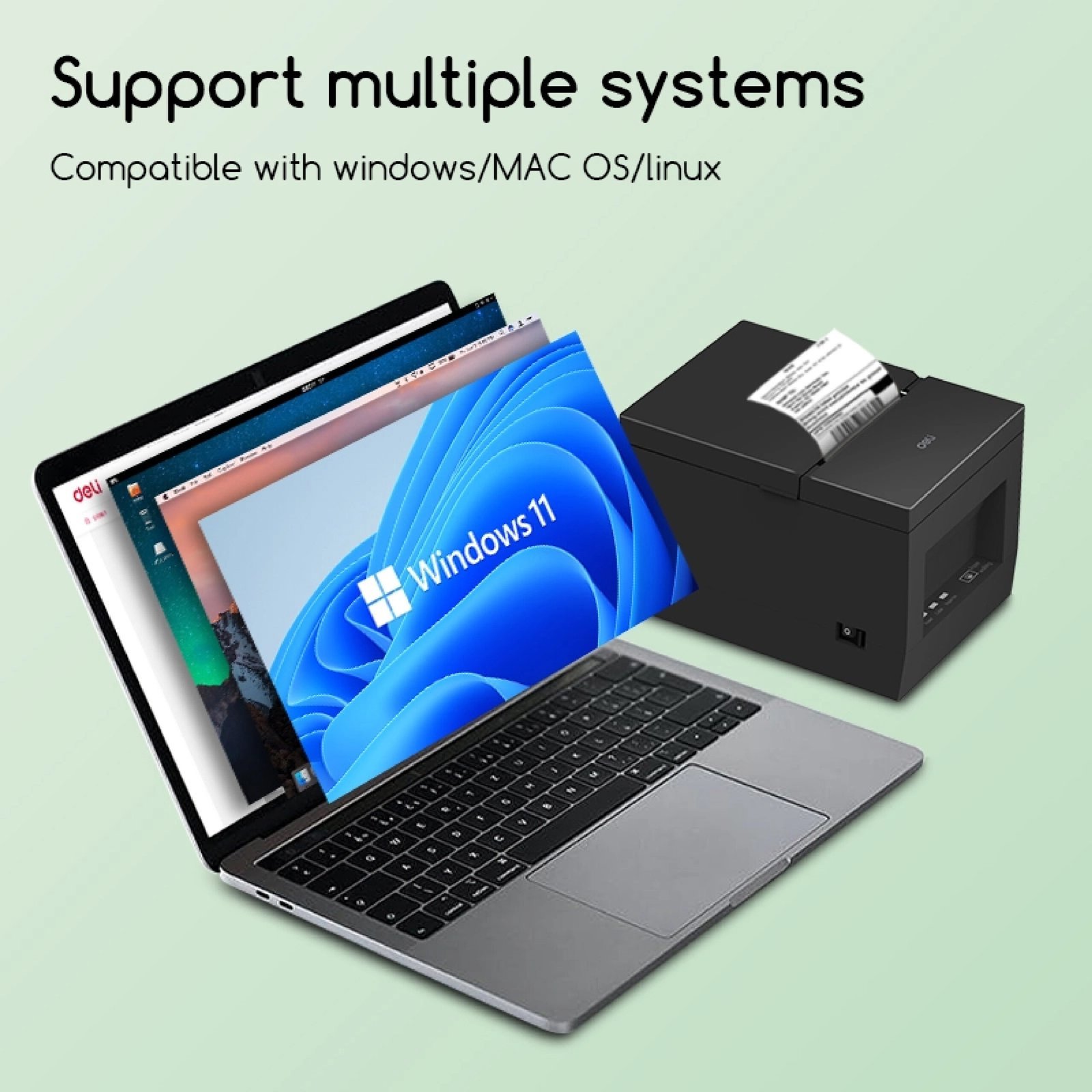 ديلي طابعة إيصالات (فواتير) - عرض 72 مم - سرعة طباعة 180 مم/ث - دقة 203 dpi - أسود - E801PN