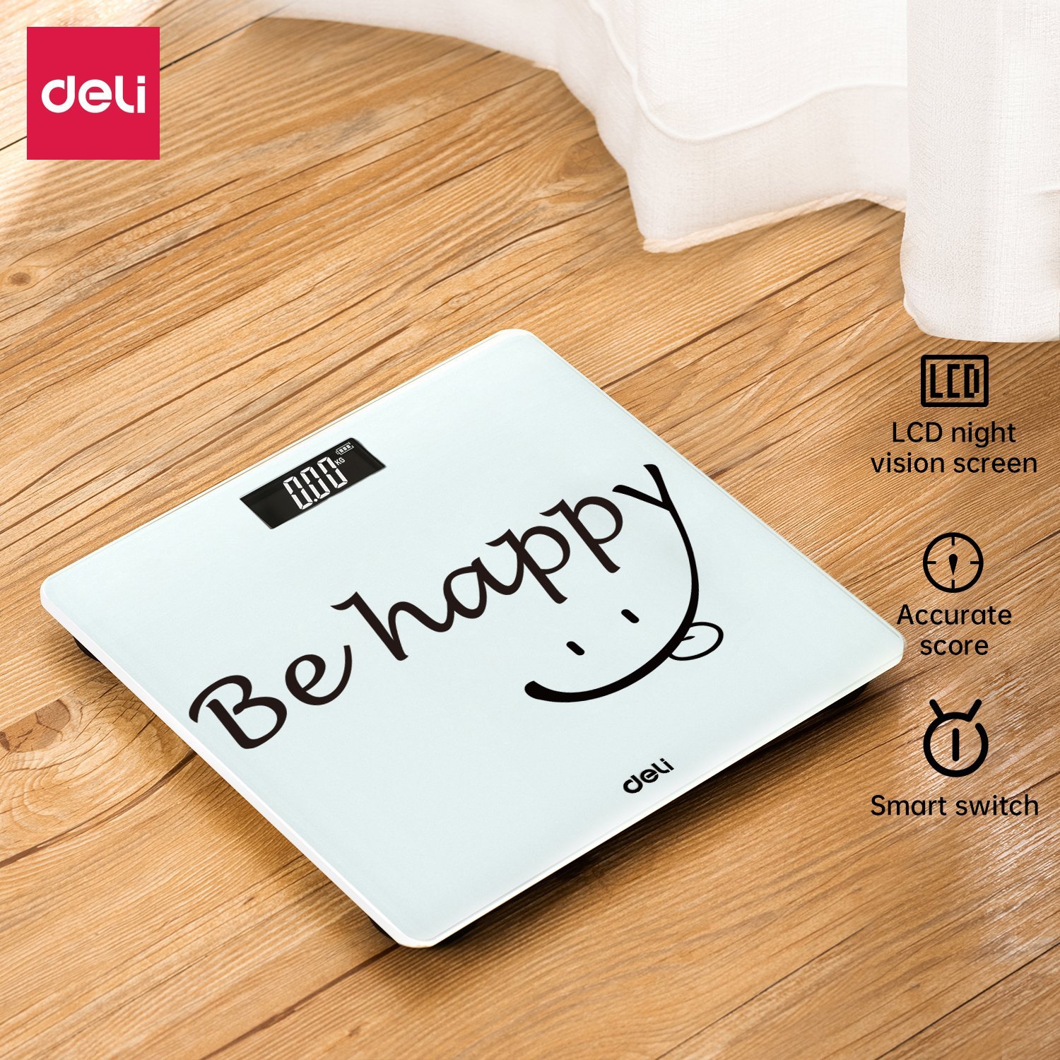 ديلي ميزان أشخاص - شاشة رقمية - مساحة سطح 26*26 سم - أبيض،أسود،طيف أزرق، طيف زهر - E86120