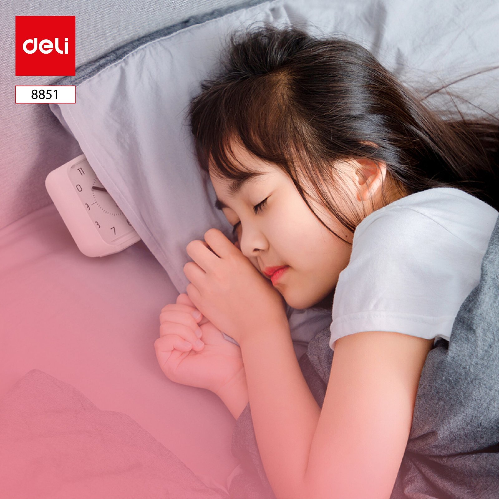 E8851 (1) ديلي ساعة منبه مربعة - إضاءة خلفية - 82*40*88 مم - أزرق - 8851