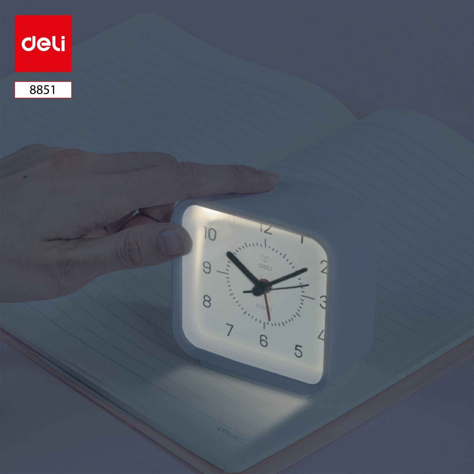 E8851 (2) ديلي ساعة منبه مربعة - إضاءة خلفية - 82*40*88 مم - أزرق - 8851