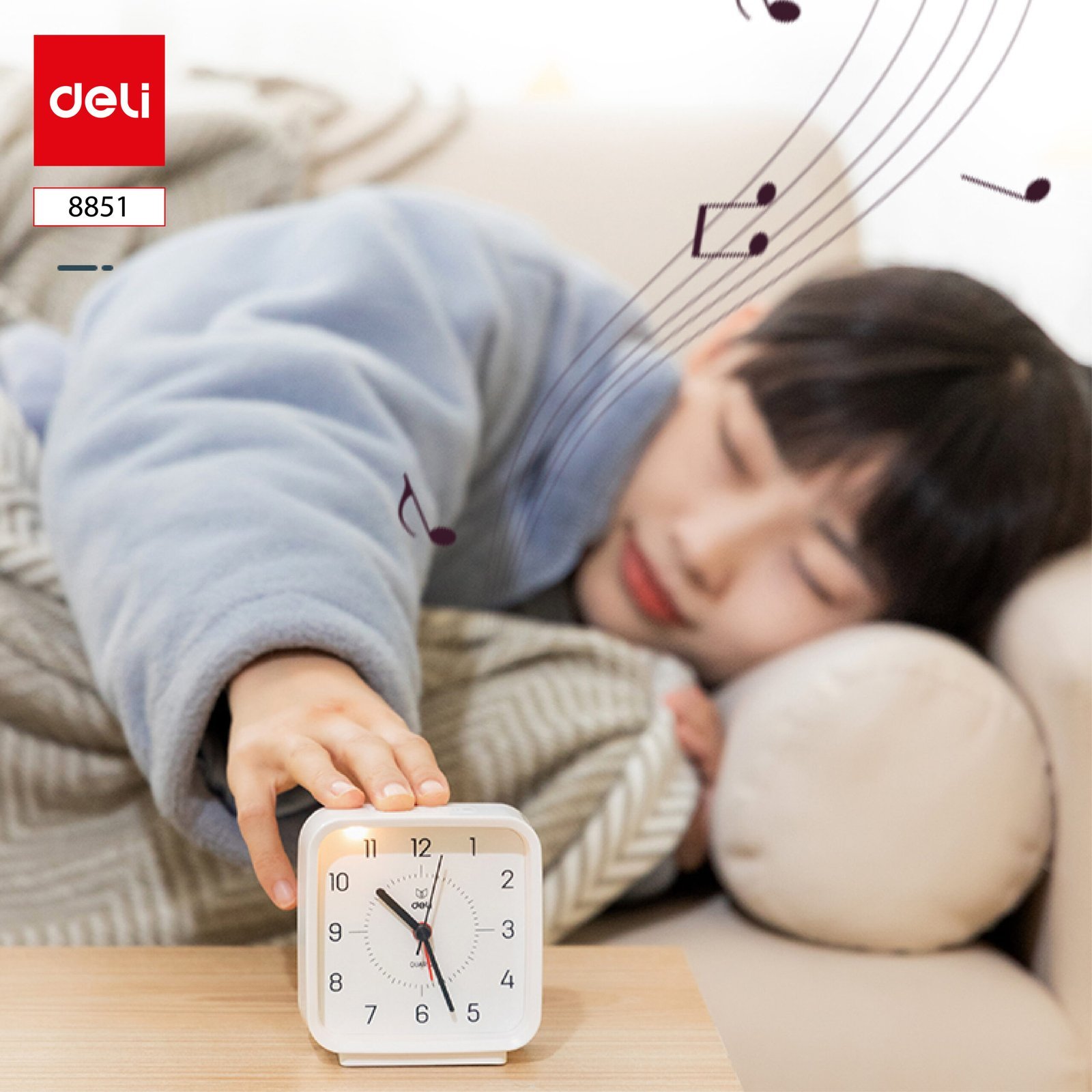 E8851 (3) ديلي ساعة منبه مربعة - إضاءة خلفية - 82*40*88 مم - أزرق - 8851