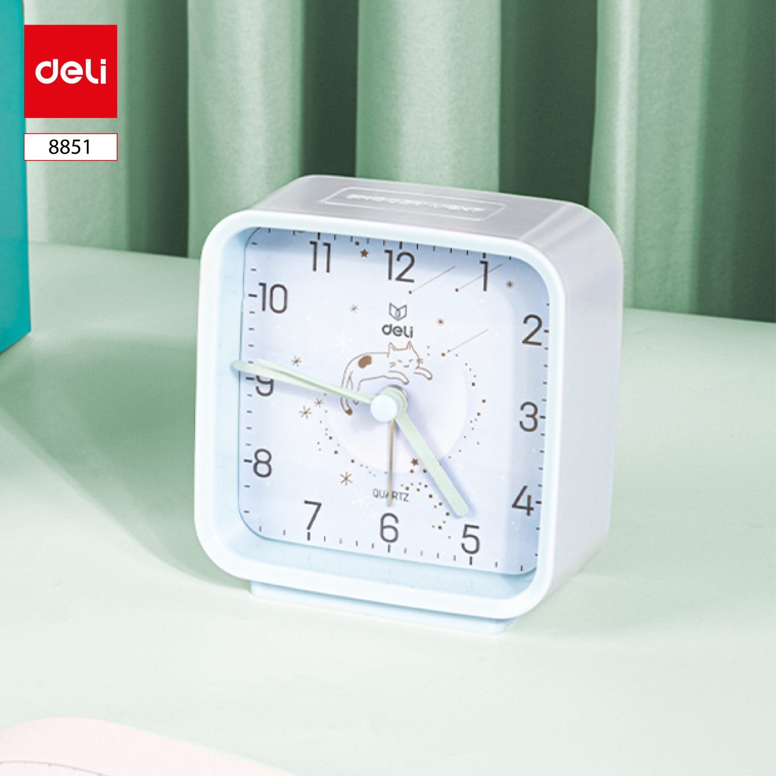 ديلي ساعة منبه مربعة - إضاءة خلفية - 82*40*88 مم - أزرق - 8851