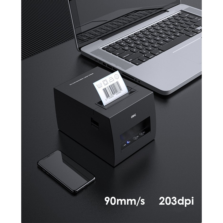 ديلي طابعة الإيصالات والملصقات - سرعة طباعة: 90 - عرض الطباعة: 80 - أسود - E886BW