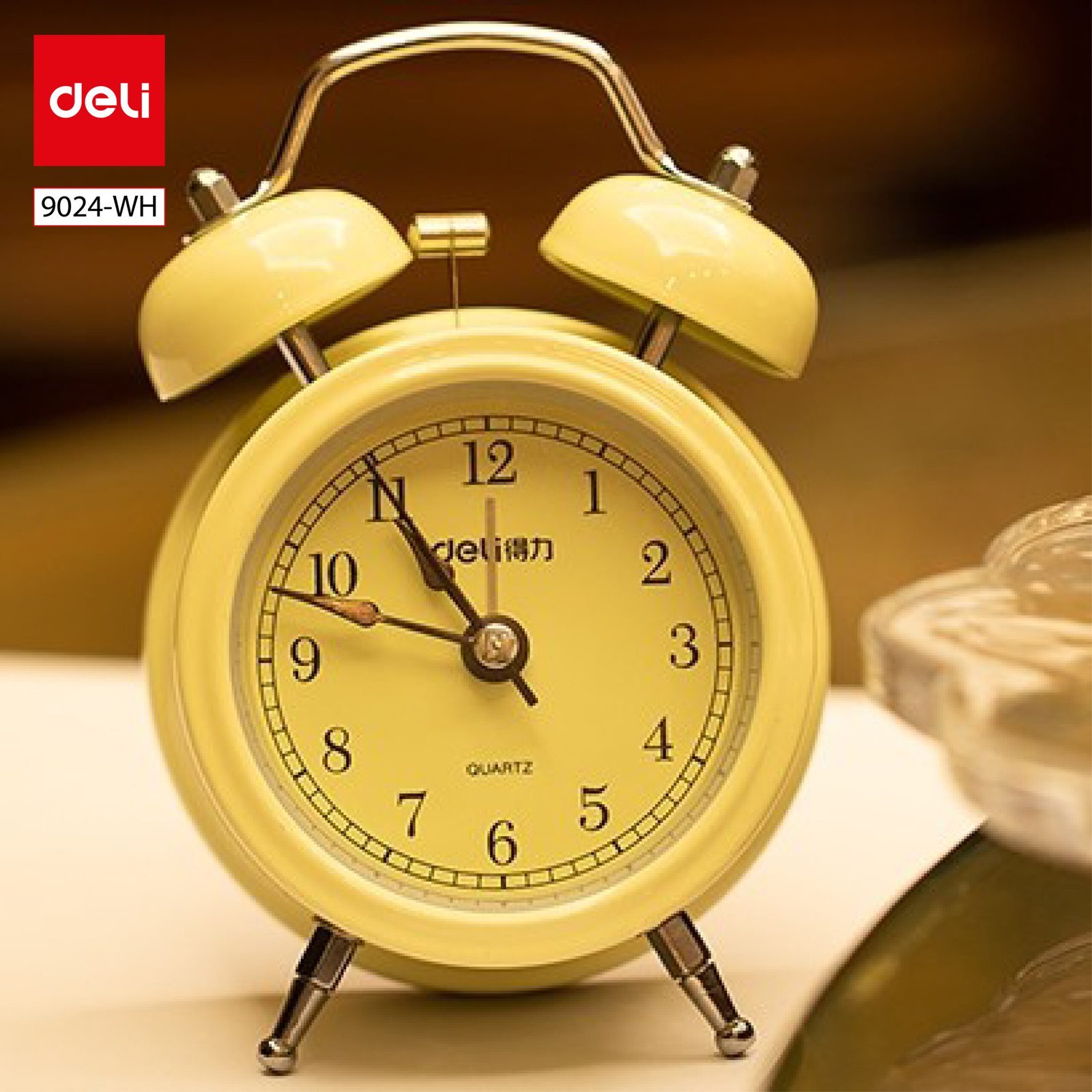 ديلي ساعة منبه جرس - 80*50*125 مم - أصفر/ أسود/ أبيض - 9024