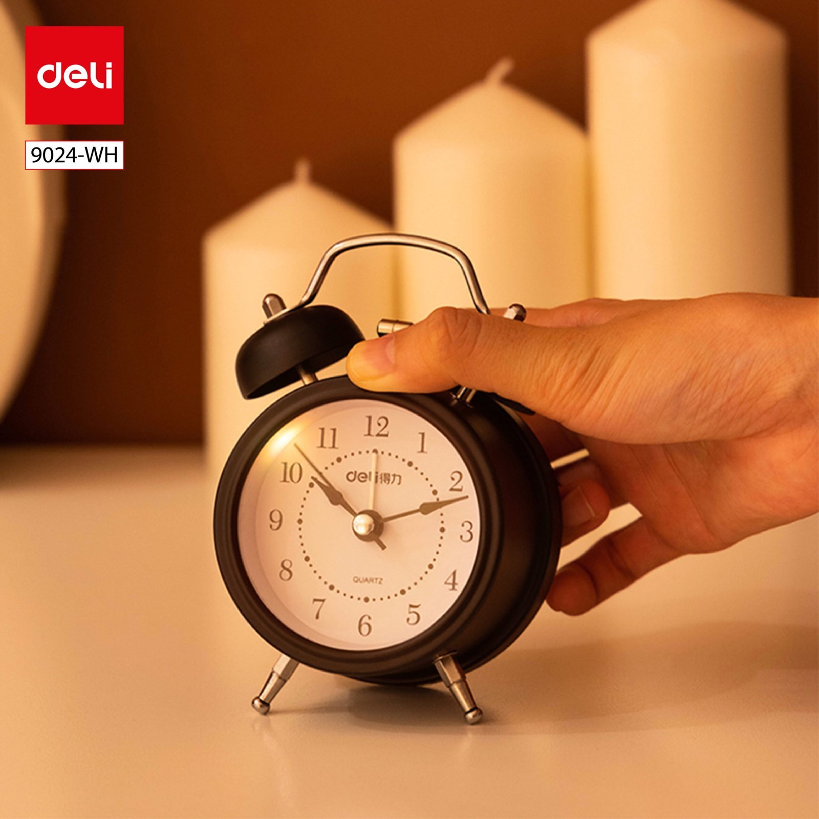 ديلي ساعة منبه جرس - 80*50*125 مم - أصفر/ أسود/ أبيض - 9024