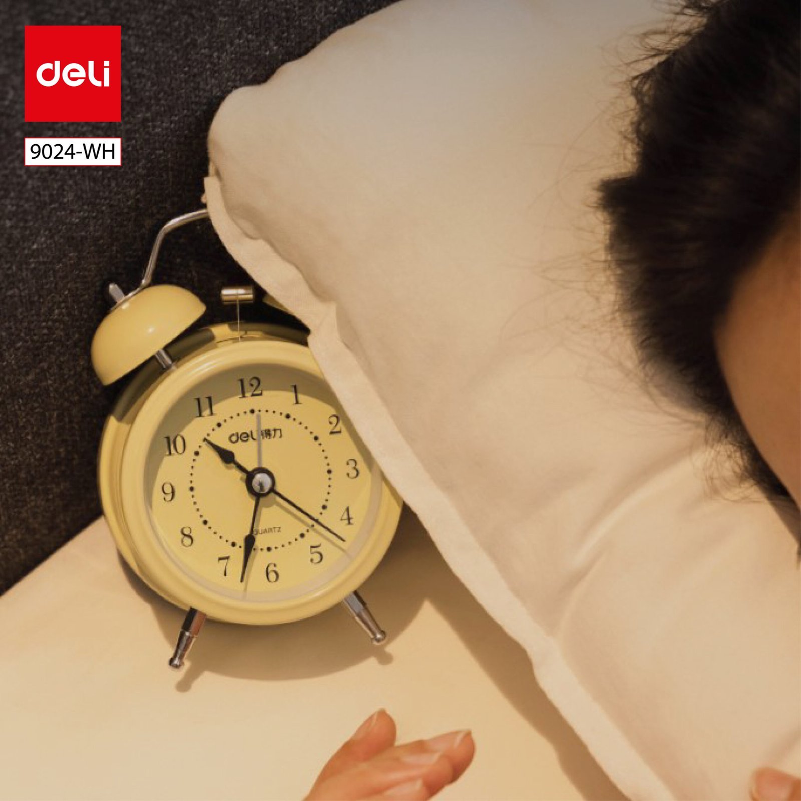 ديلي ساعة منبه جرس - 80*50*125 مم - أصفر/ أسود/ أبيض - 9024