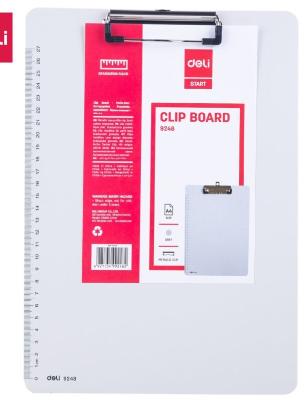 E9248 (5) ديلي مسند ورق بلاستيك - مسطر - علاقة معدن - قياس A4 - أبيض - E9248