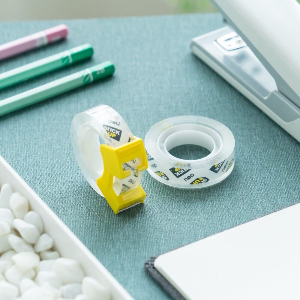 EA30511 (4) ديلي بكرة شريط لاصق مكتبي 20 يارد - كرت 2 بكرة - مقبض للتحكم والقطع - عرض 12 مم - شفاف - EA30511