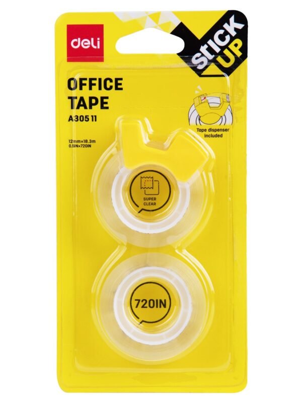 EA30511 (8) ديلي بكرة شريط لاصق مكتبي 20 يارد - كرت 2 بكرة - مقبض للتحكم والقطع - عرض 12 مم - شفاف - EA30511