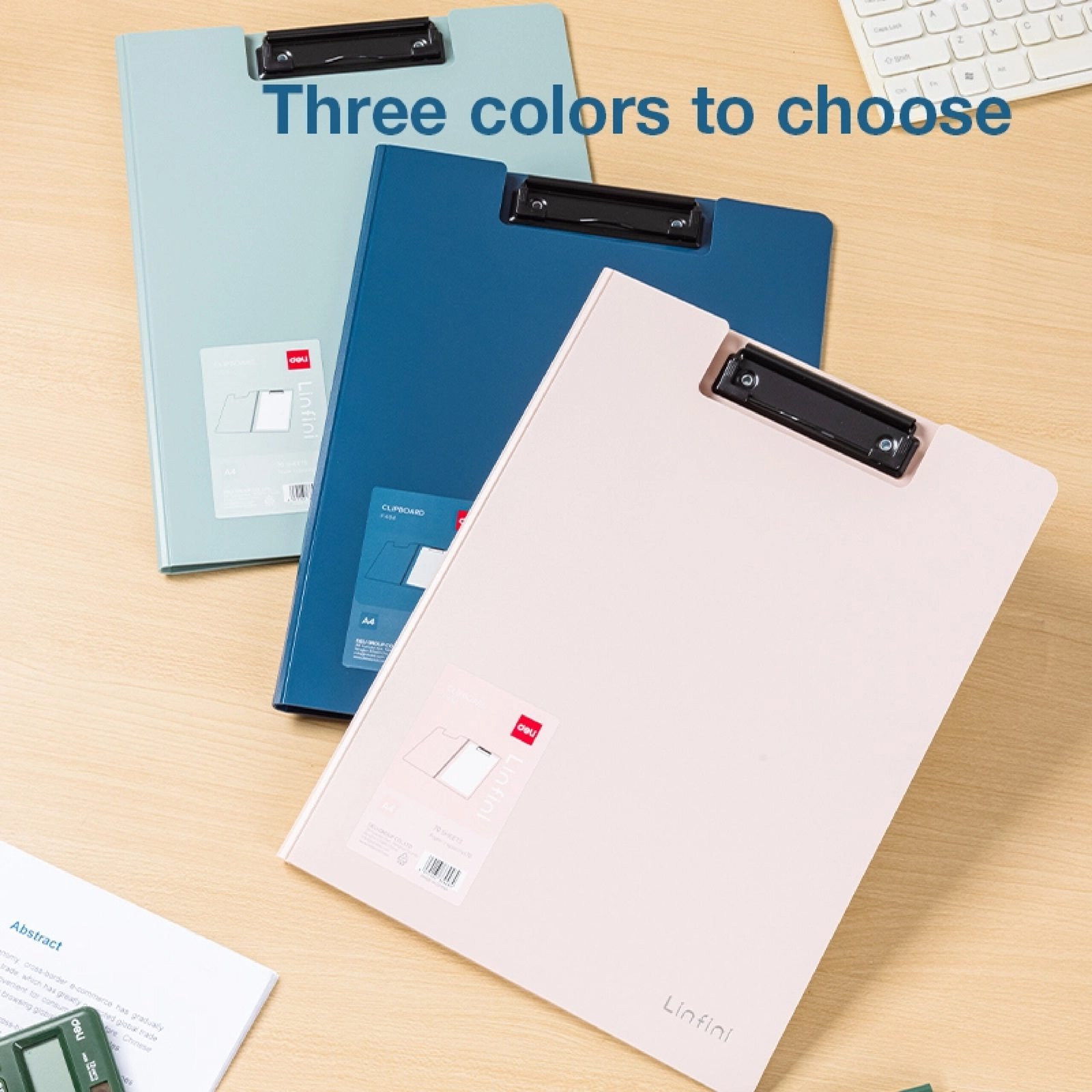 EF404 (1) ديلي مسند ورق بلاستيك مع غطاء - علاقة معدن - قياس A4 - أزرق /زيتي /زهر - EF404