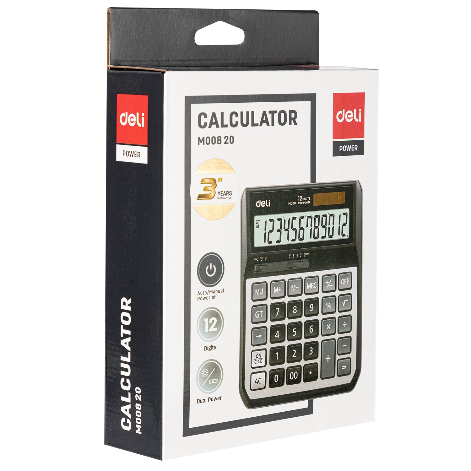 ديلي ألة حاسبة - بدن بلاستيك وجه معدن - 12 خانة - رمادي - EM00820