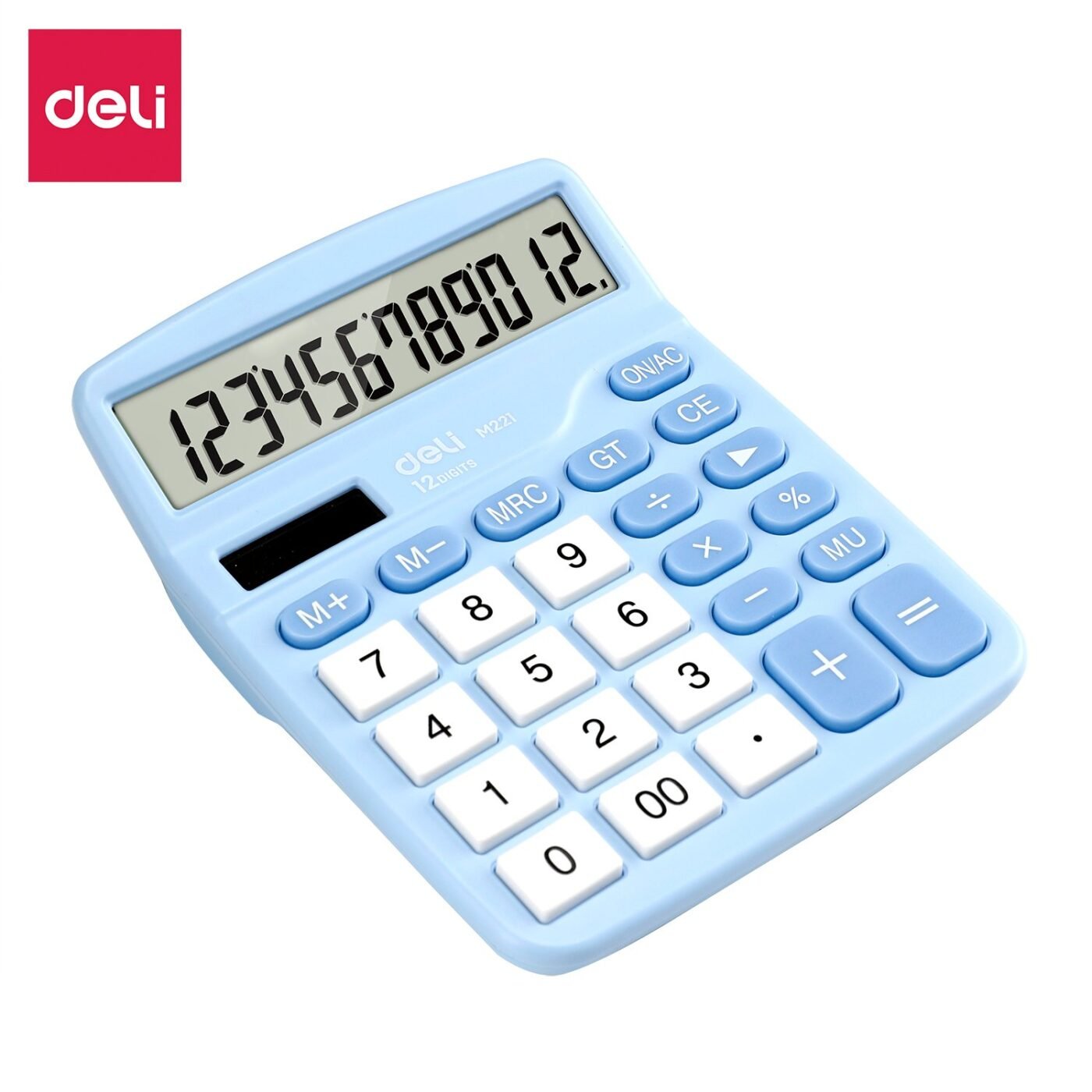 EM221 (1) ديلي ألة حاسبة مكتبية - بدن بلاستيك - 12 خانة - سماوي - فضي - أخضر - EM221