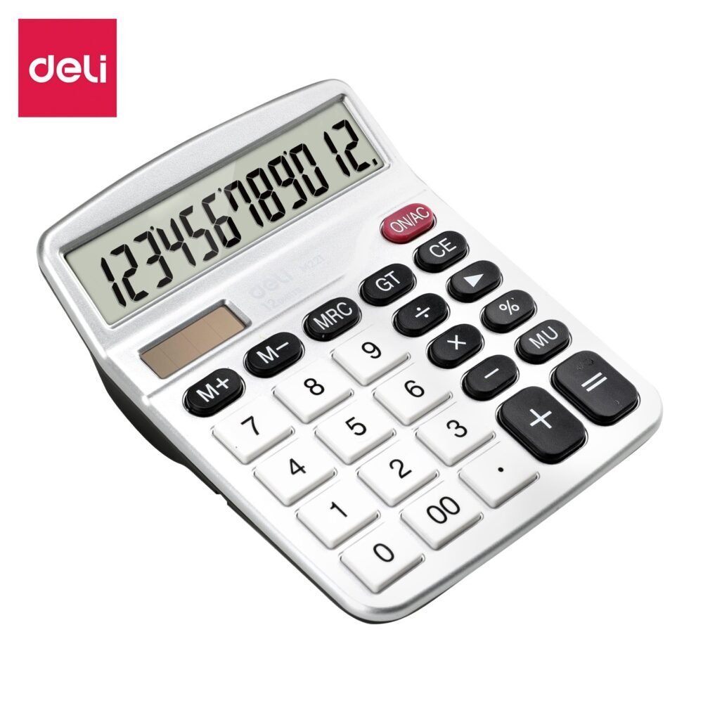 EM221 l (1) ديلي ألة حاسبة مكتبية - بدن بلاستيك - 12 خانة - سماوي - فضي - أخضر - EM221